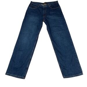 Eddie Bauer Mens Relaxed Fit Dark Wash Blue Jeans 38x32 100% Cotton 0136 07/06